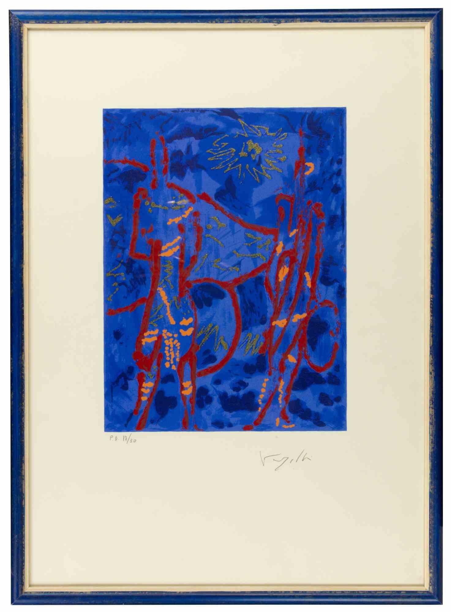Screen print realized by Antonio Vangelli in the mid-20th Century.

Edition of 17/30, hand signed and numbered in pencil.

Includes a blue wooden frame cm. 74x53.5

Very good condition.