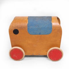 1950s Antonio Vitali & Kurt Naef Swiss Handmade Wood Toy Elephant Car
