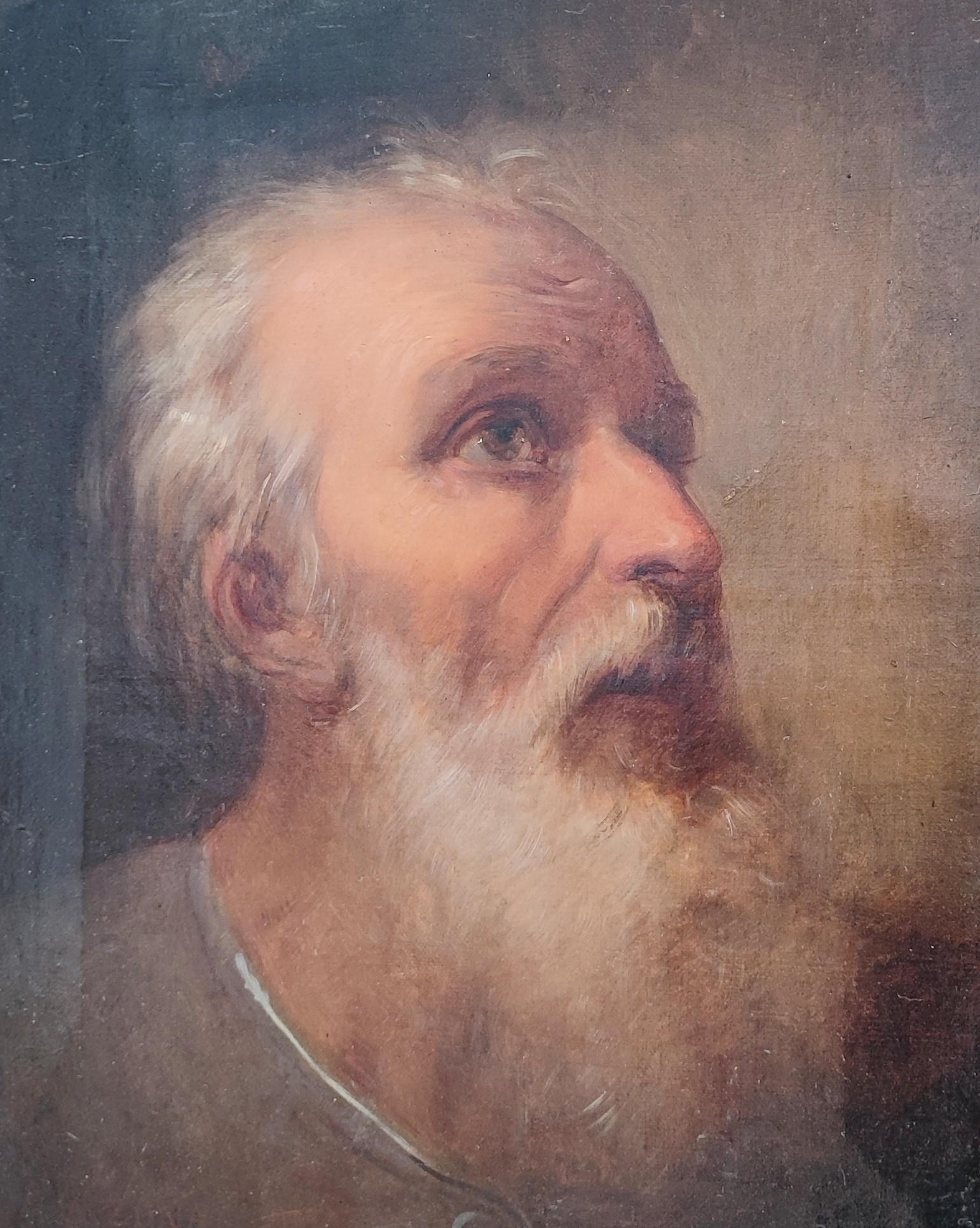 Antonio Zona Portrait Painting - Portrait of man with white hair