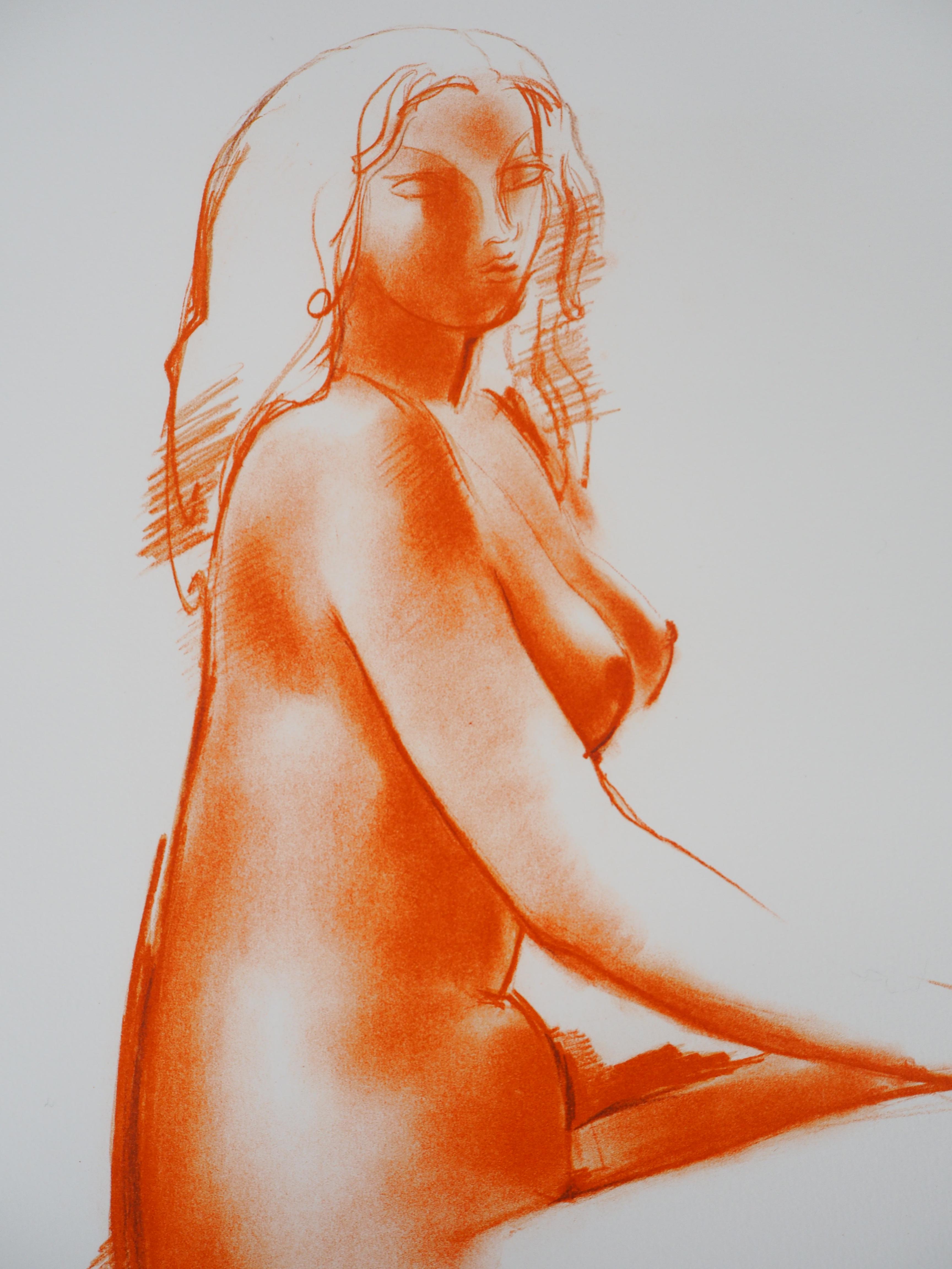 Seated Model - Original Signed Lithograph - Print by Antoniucci Volti