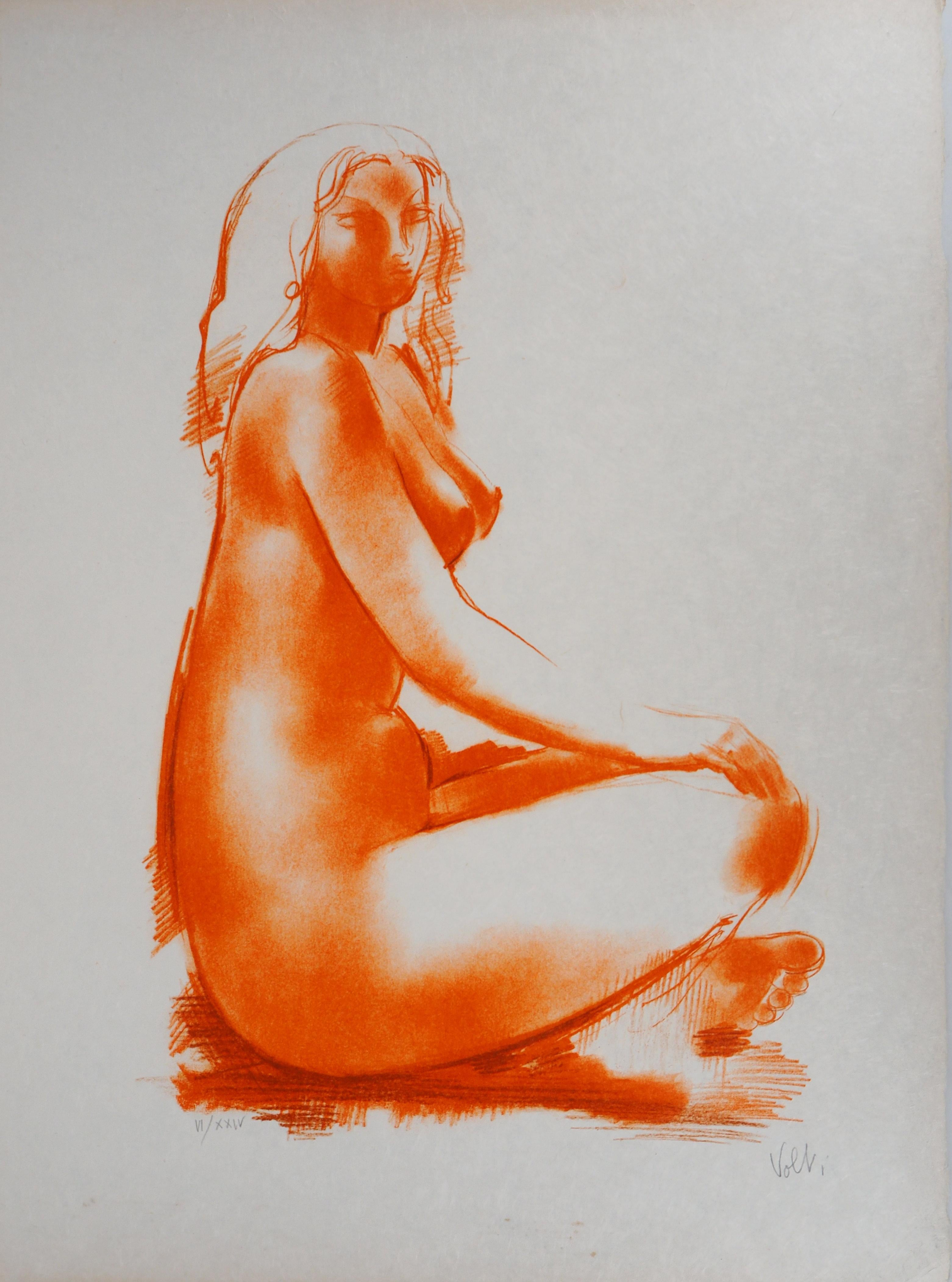Antoniucci Volti Nude Print - Seated Model - Original Signed Lithograph, Numbered / 24