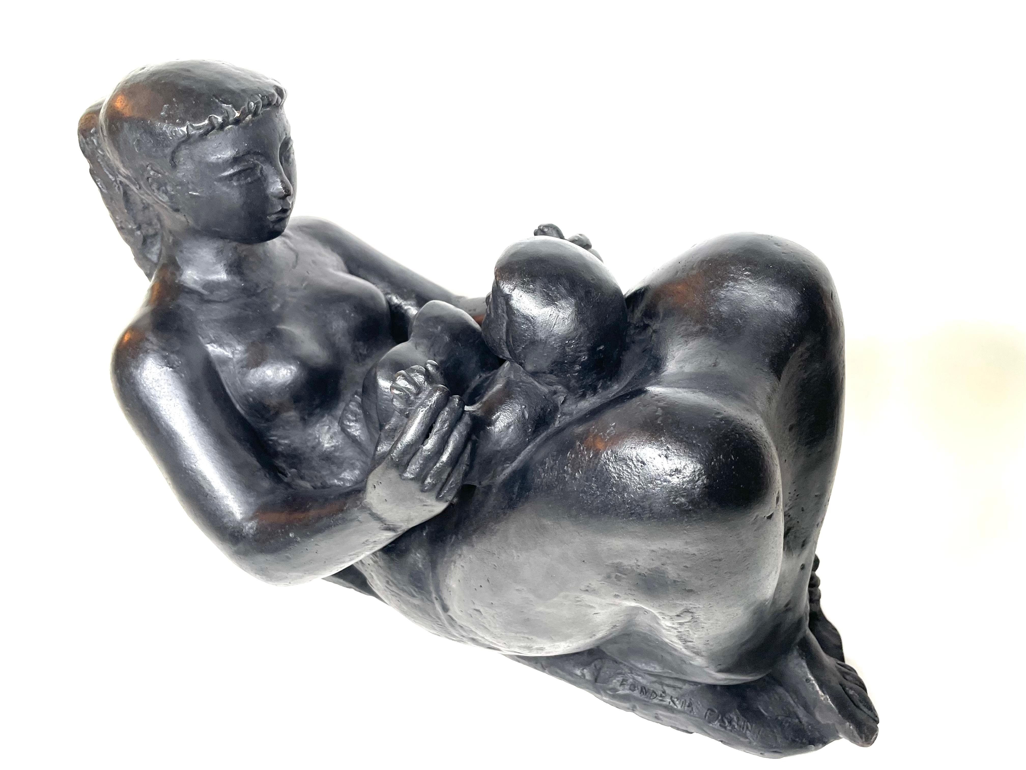 Maternitè allongee (zierlich)  (Sonstige Kunststile), Sculpture, von Antoniucci Volti