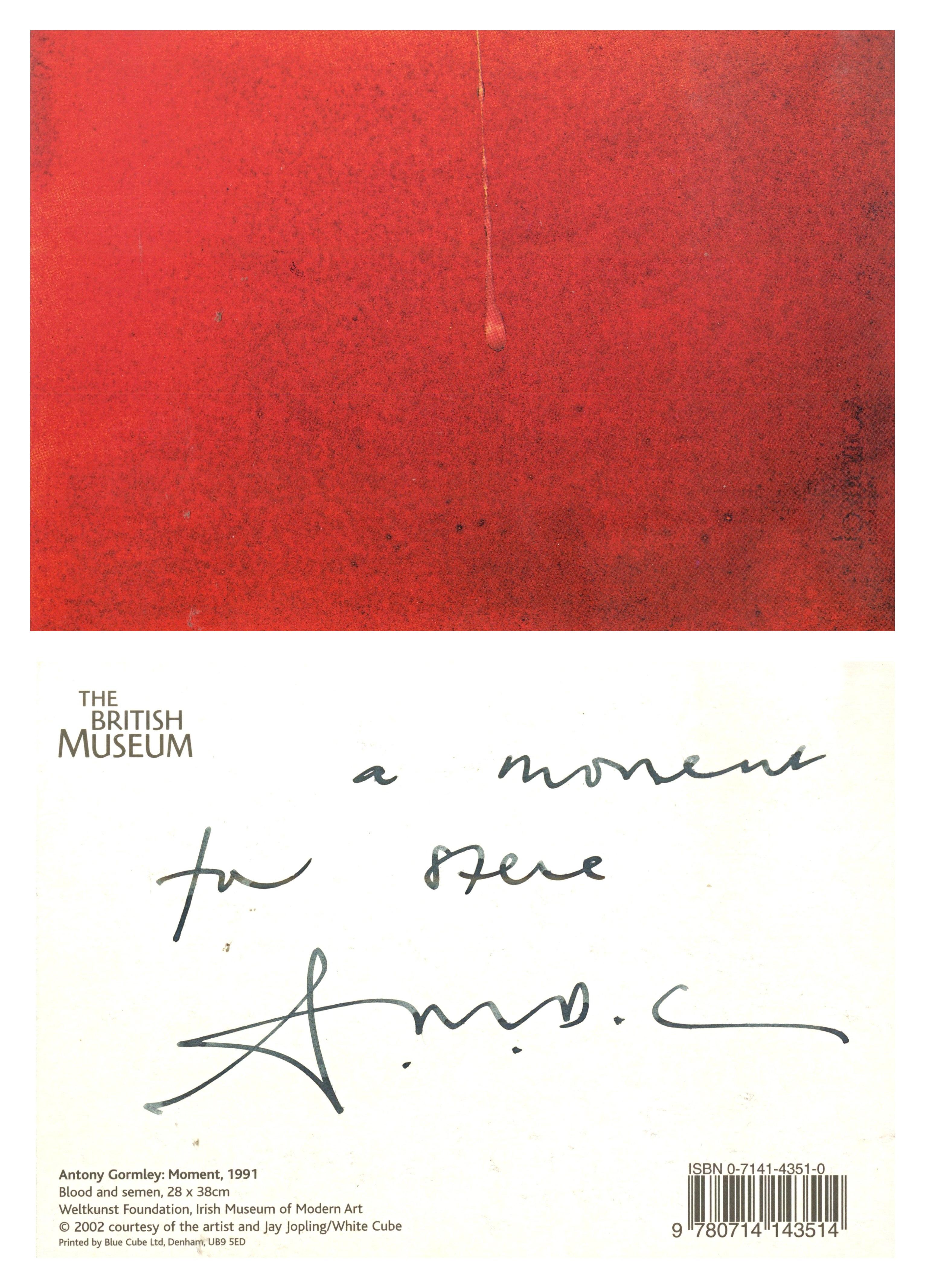 A Moment for Steve (Hand Signed and Inscribed postcard) - Abstract Art by Antony Gormley
