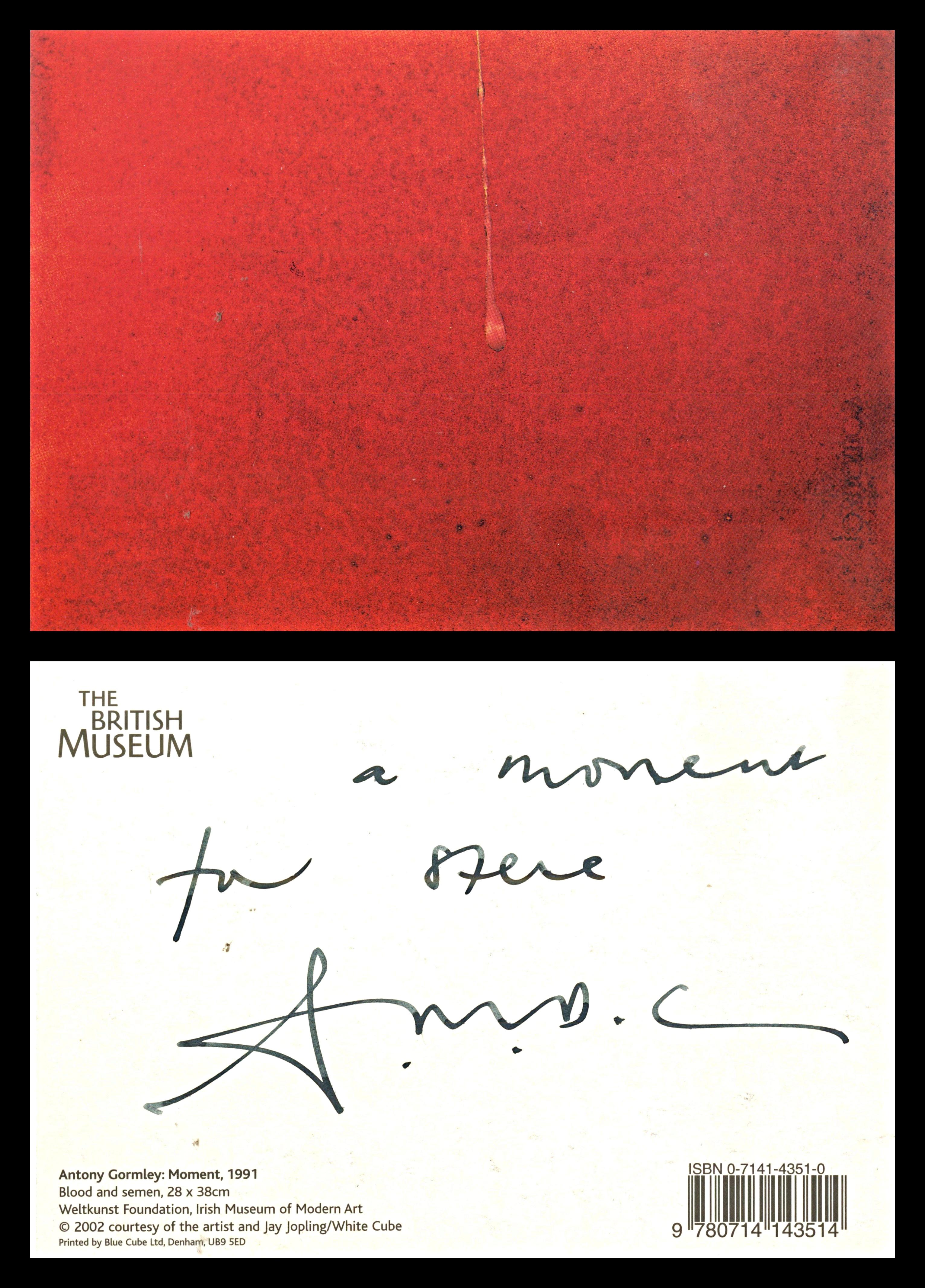 A Moment for Steve (Hand Signed and Inscribed postcard) - Art by Antony Gormley