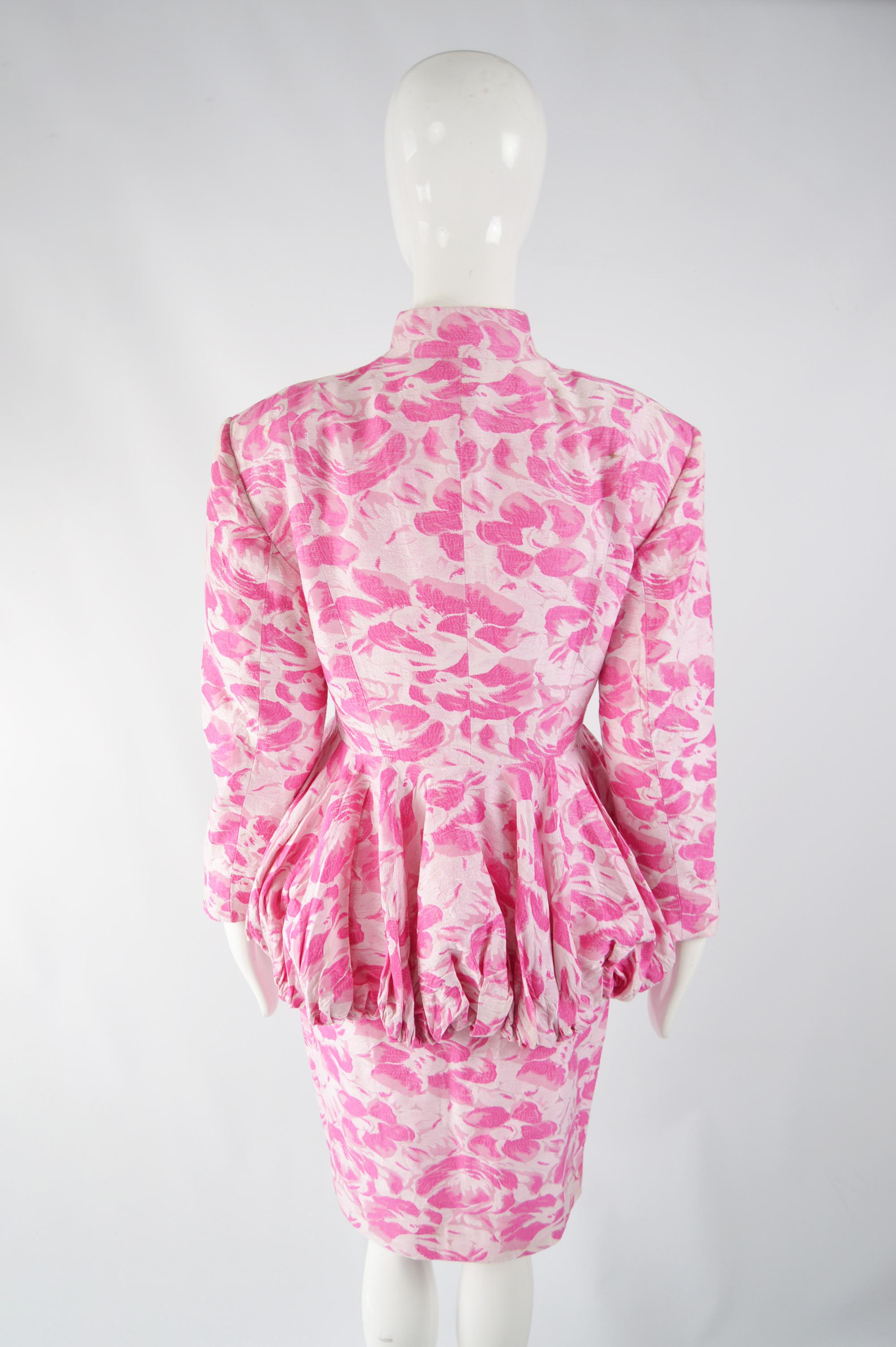 Women's Antony Price Vintage Pink Bustle Skirt Suit, 1980s