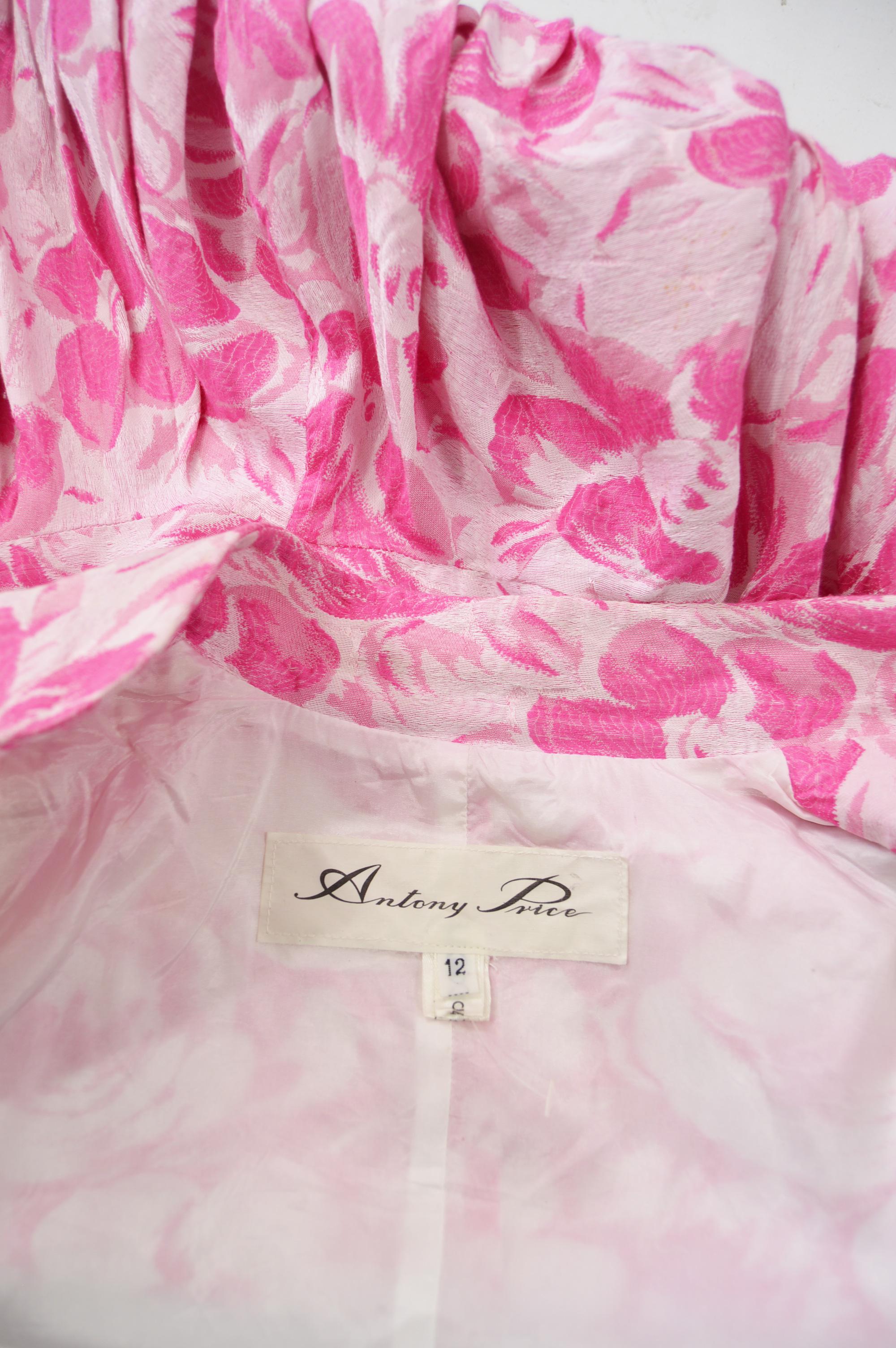 Antony Price Vintage Pink Bustle Skirt Suit, 1980s 2