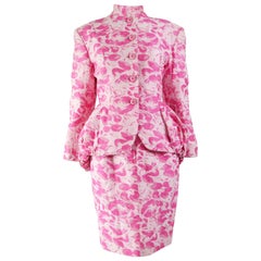 Antony Price Vintage Pink Bustle Skirt Suit, 1980s