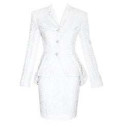 Antony Price white lace bustled skirt suit, ss 1989