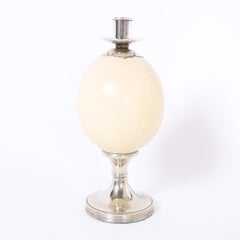 Antoni Redmile Coppia di candelieri con uova di struzzo