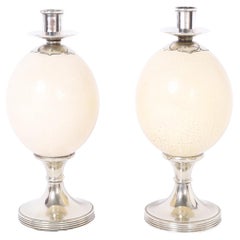 Retro  Antony Redmile Pair of Ostrich Egg Candlesticks