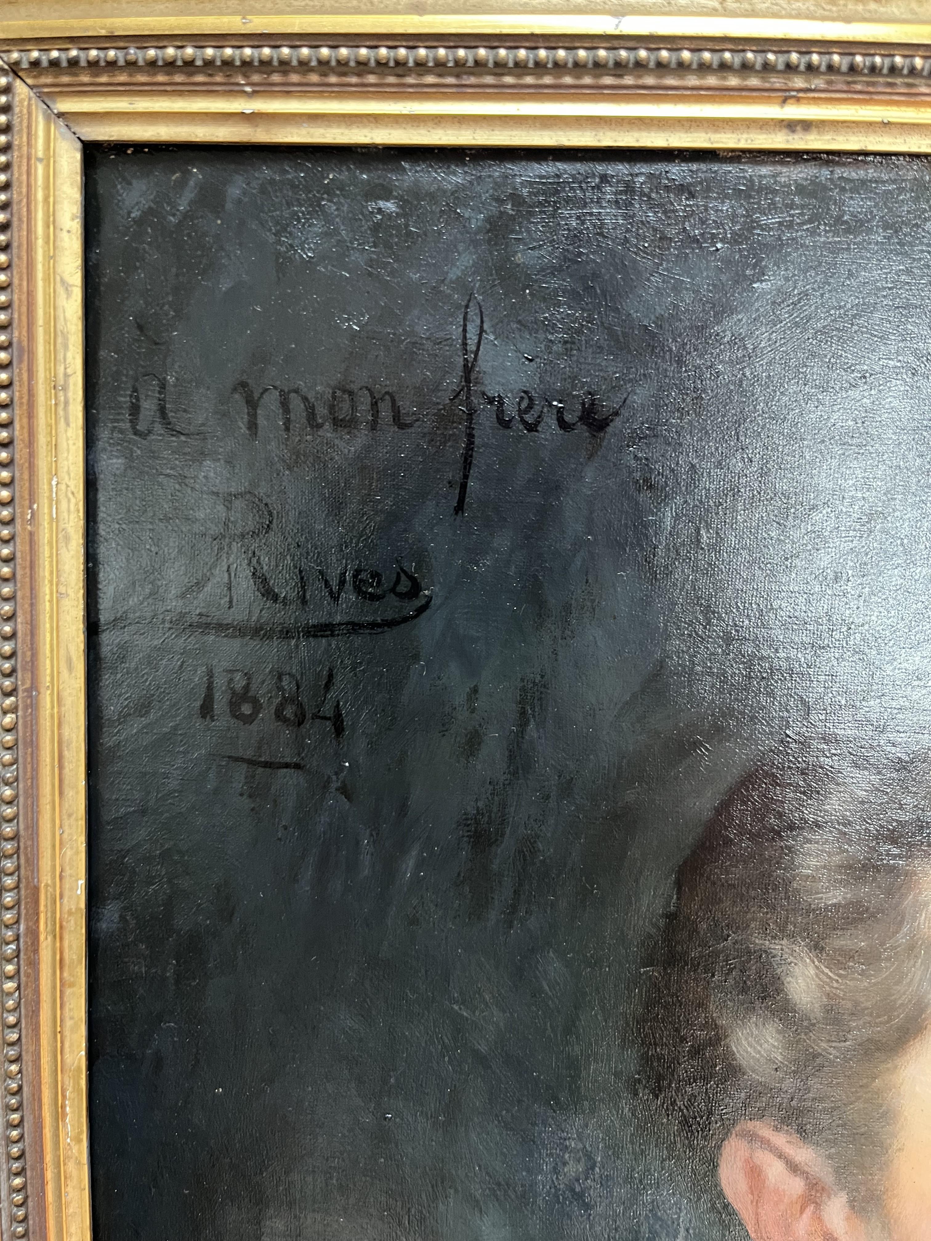 Antony Rives, Portrait of the brother of the artist, 1888, painting signed 5