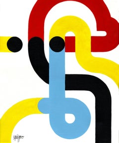 "Aligned Man", Neue Constructivist Abstract Character Acrylic Painting