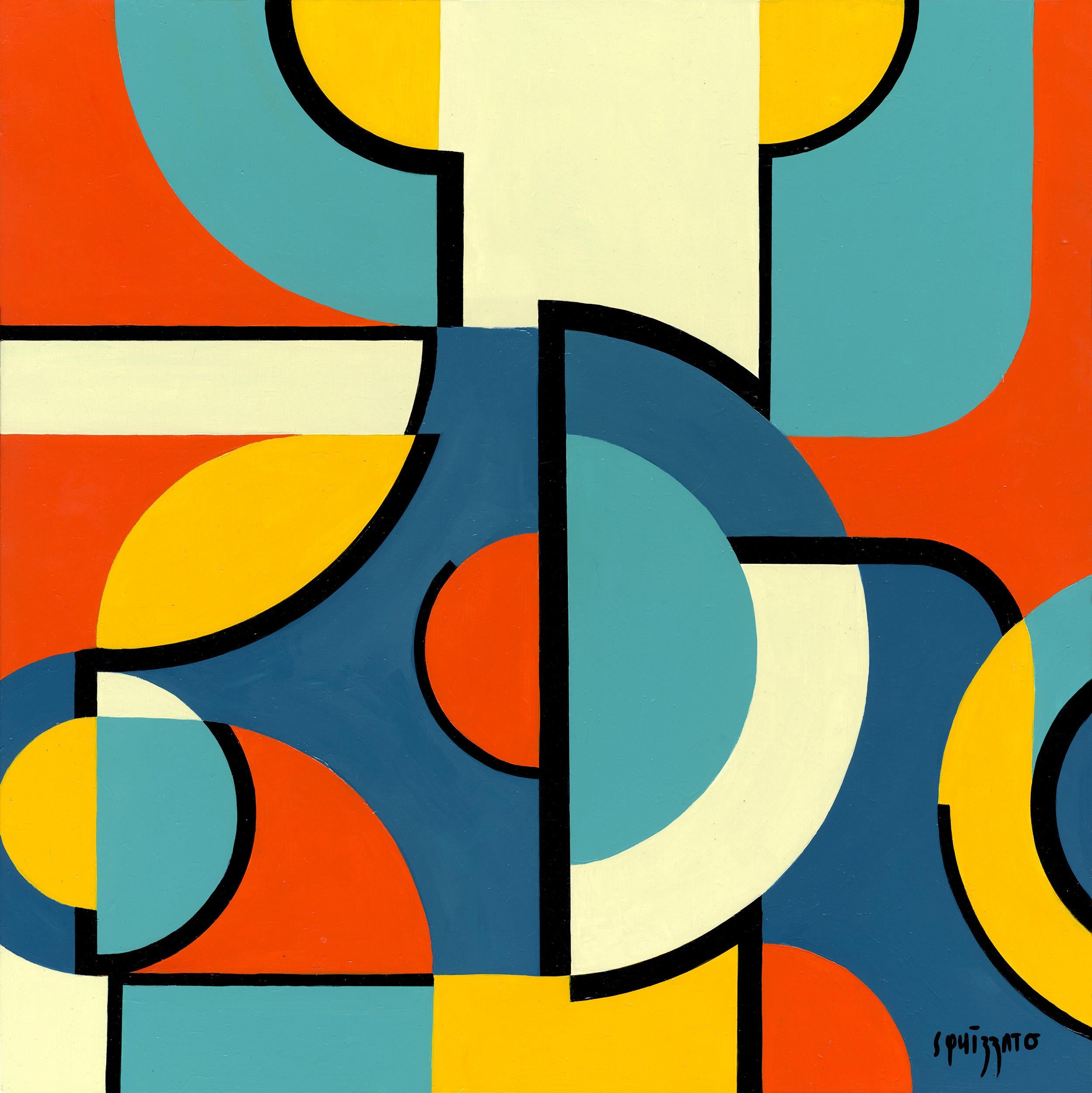 Autographique 1, Contemporary Geometric Abstract Acrylic Painting on Canvas