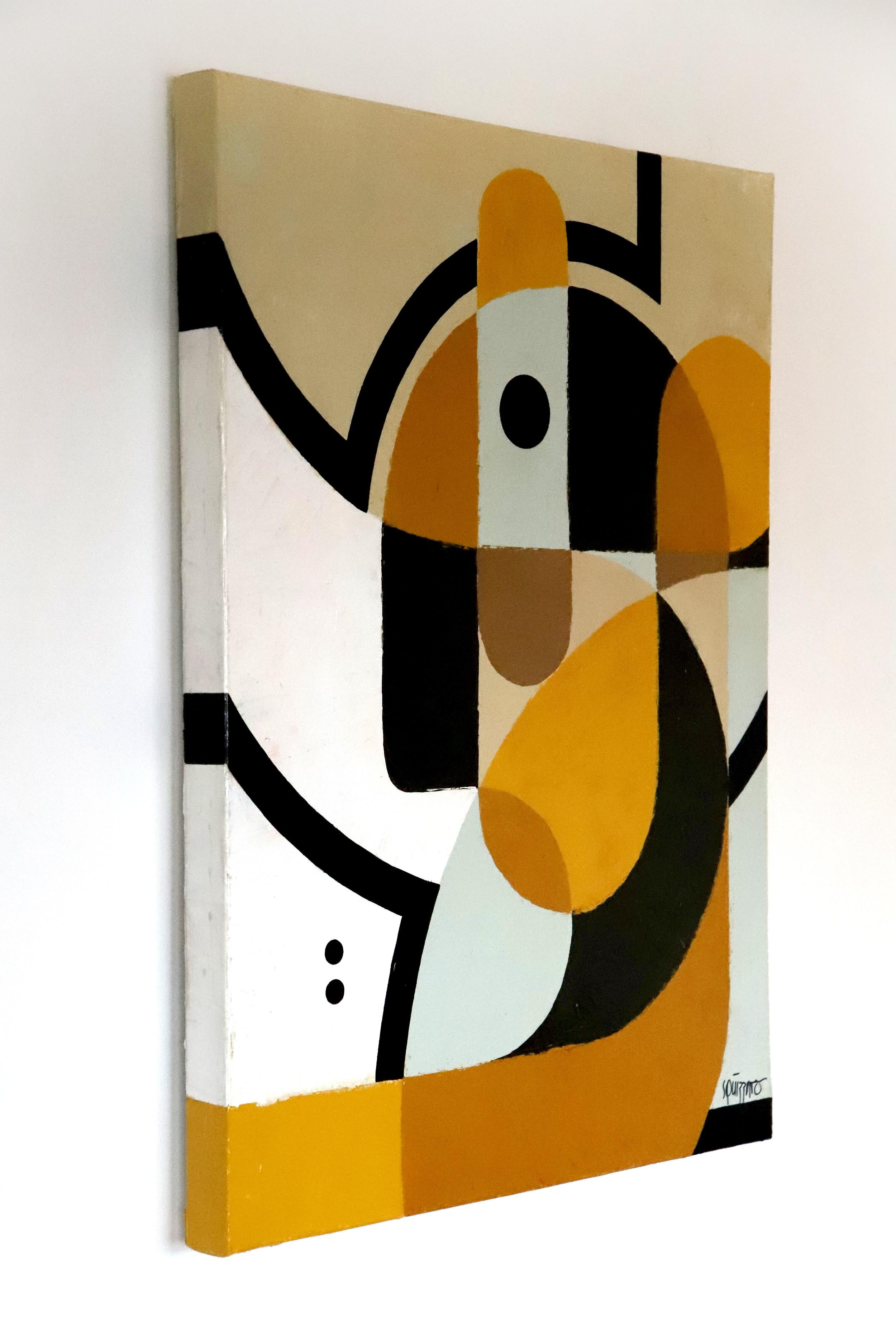 « Big Ears », peinture acrylique semi-abstraite au couteau constructiviste de Dumbo Neue - Painting de Antony Squizzato