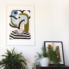 Bla Bla Bla, Contemporary Abstract Portrait Acrylic Painting on Paper