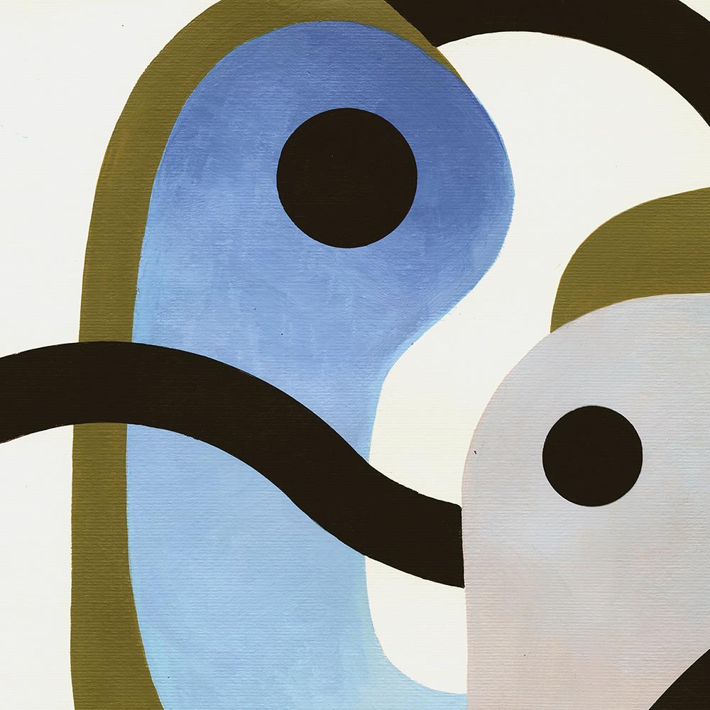 Bla Bla Bla, Contemporary Abstract Portrait Acrylic Painting on Paper For Sale 3