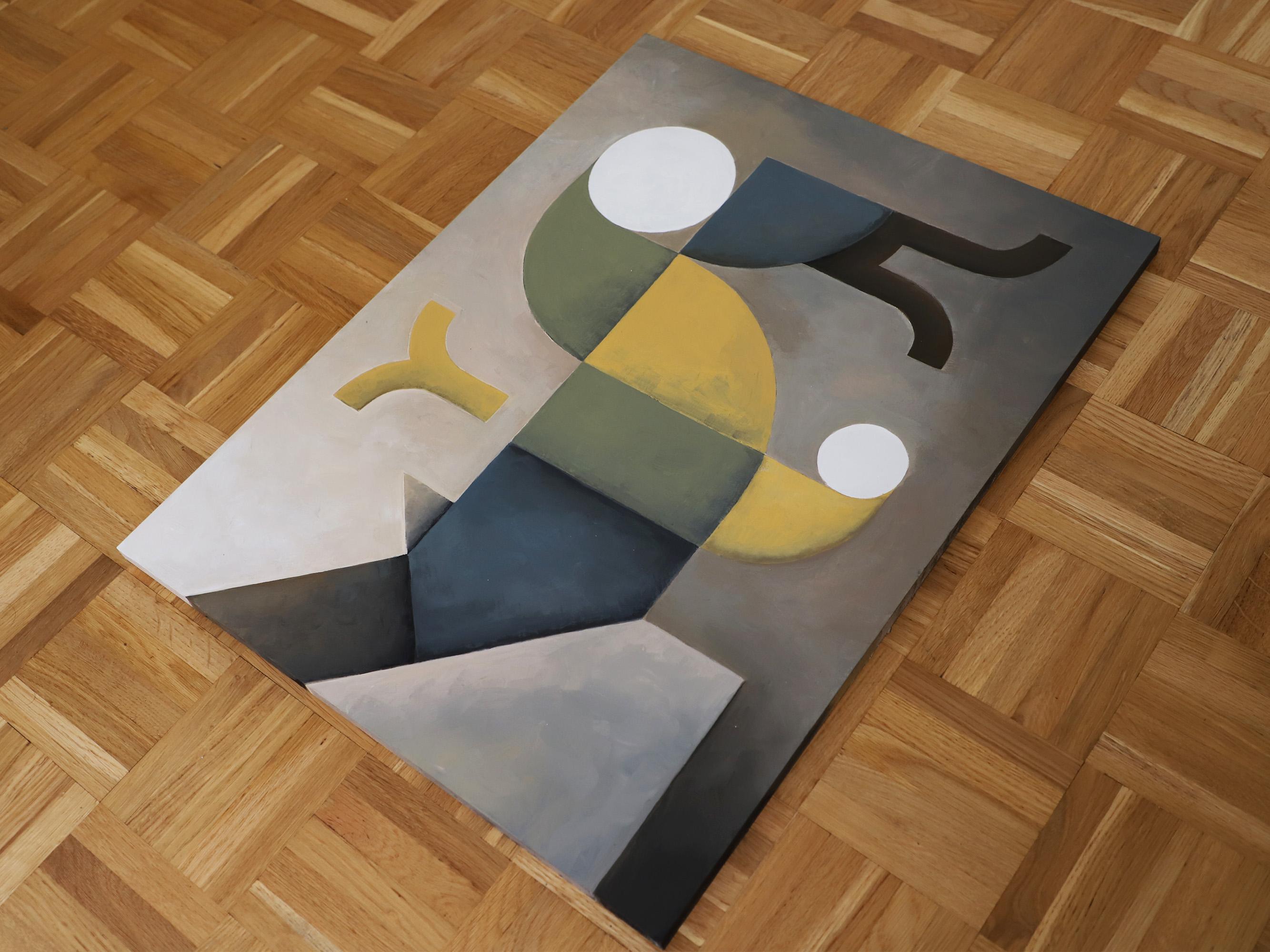 Changer d'air (Aire fresco), Pintura acrílica abstracta contemporánea enmarcada - Painting Contemporáneo de Antony Squizzato