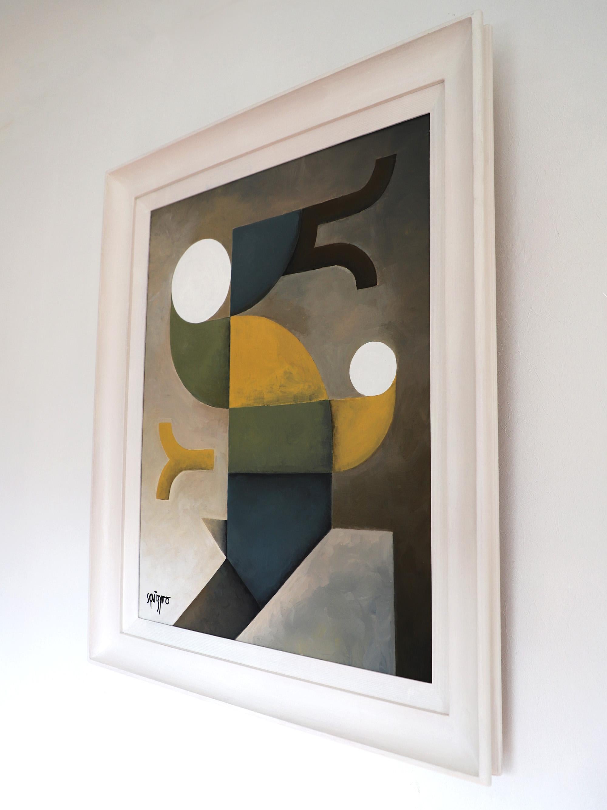 Changer d'air (Aire fresco), Pintura acrílica abstracta contemporánea enmarcada - Figurative Painting Marrón de Antony Squizzato
