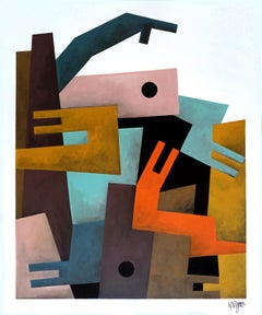 "Gattoni", pittura acrilica semi-astratta neocostruttivista