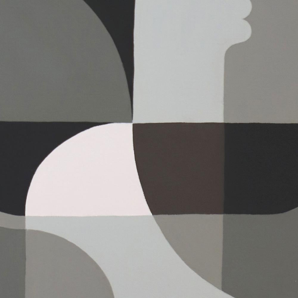 Dans mon dos (In My Back), Gray Shades Contemporary Abstract Acrylic Painting For Sale 9