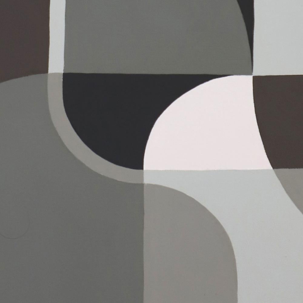 Dans mon dos (In My Back), Gray Shades Contemporary Abstract Acrylic Painting For Sale 11