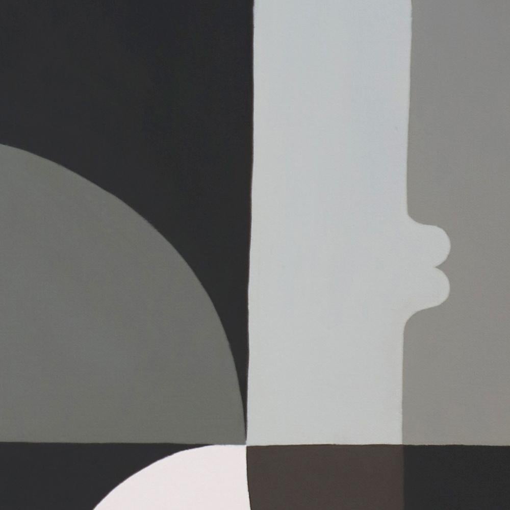 Dans mon dos (In My Back), Gray Shades Contemporary Abstract Acrylic Painting For Sale 14