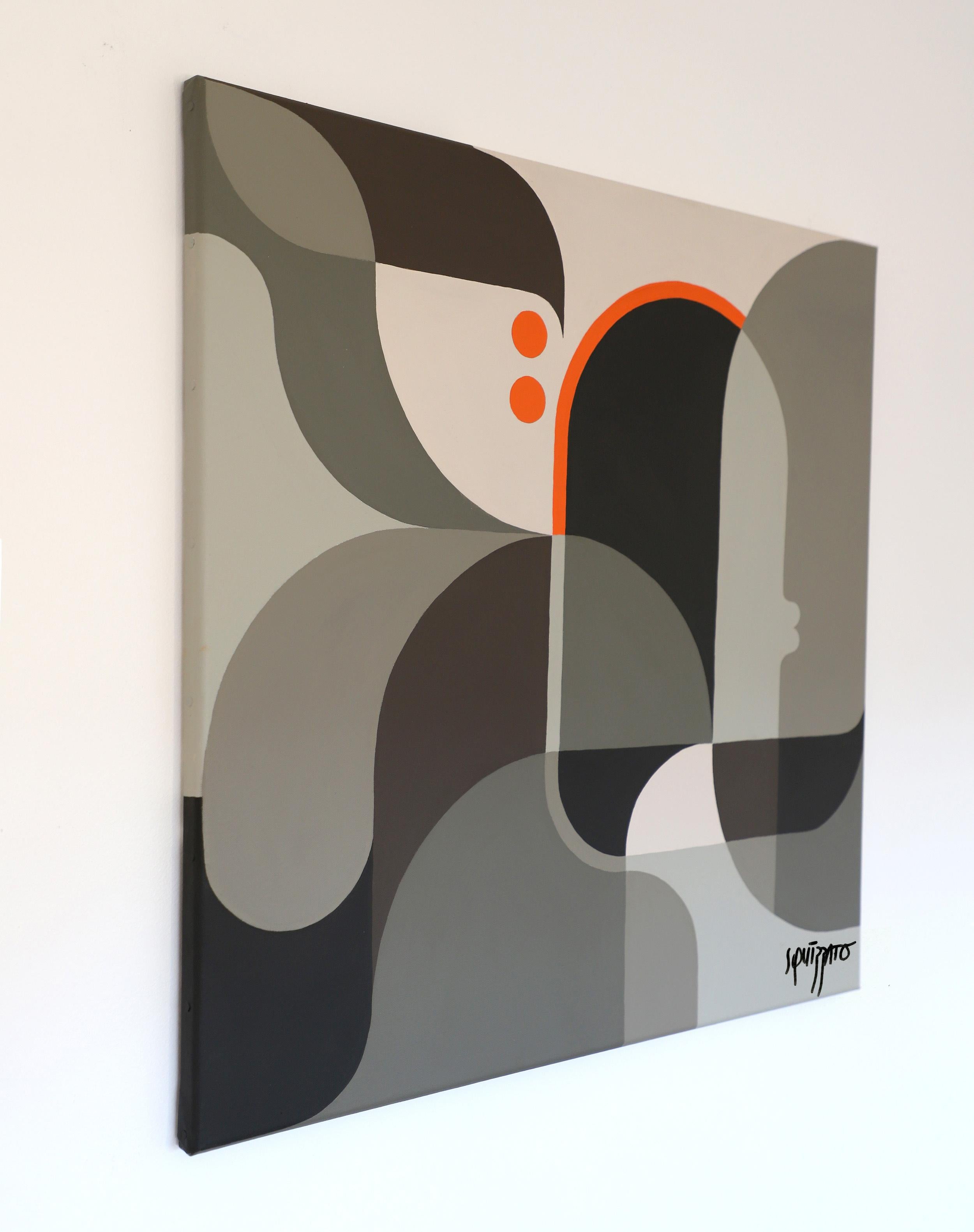 Dans mon dos (In My Back), Gray Shades Contemporary Abstract Acrylic Painting For Sale 2