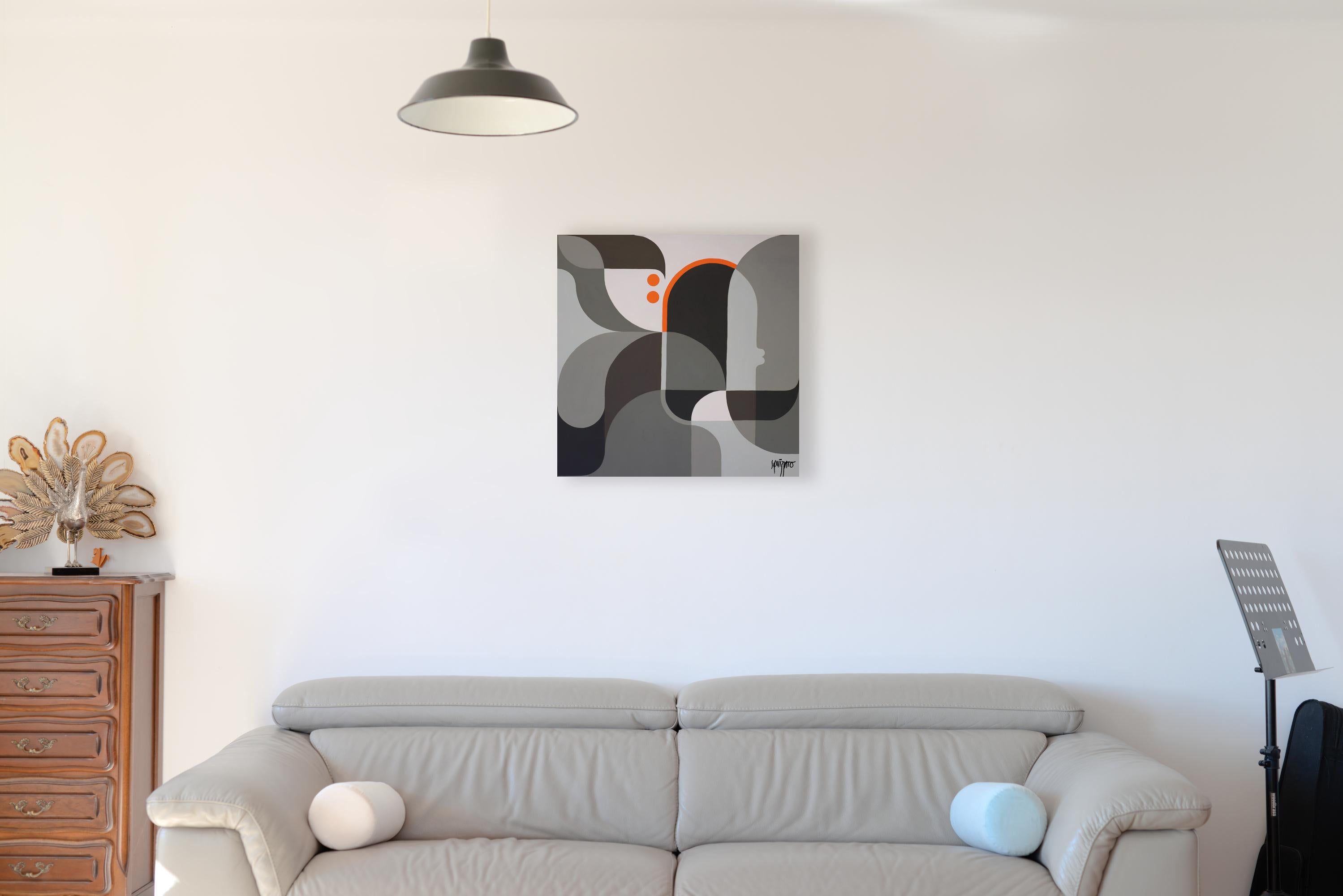 Dans mon dos (In My Back), Gray Shades Contemporary Abstract Acrylic Painting For Sale 4