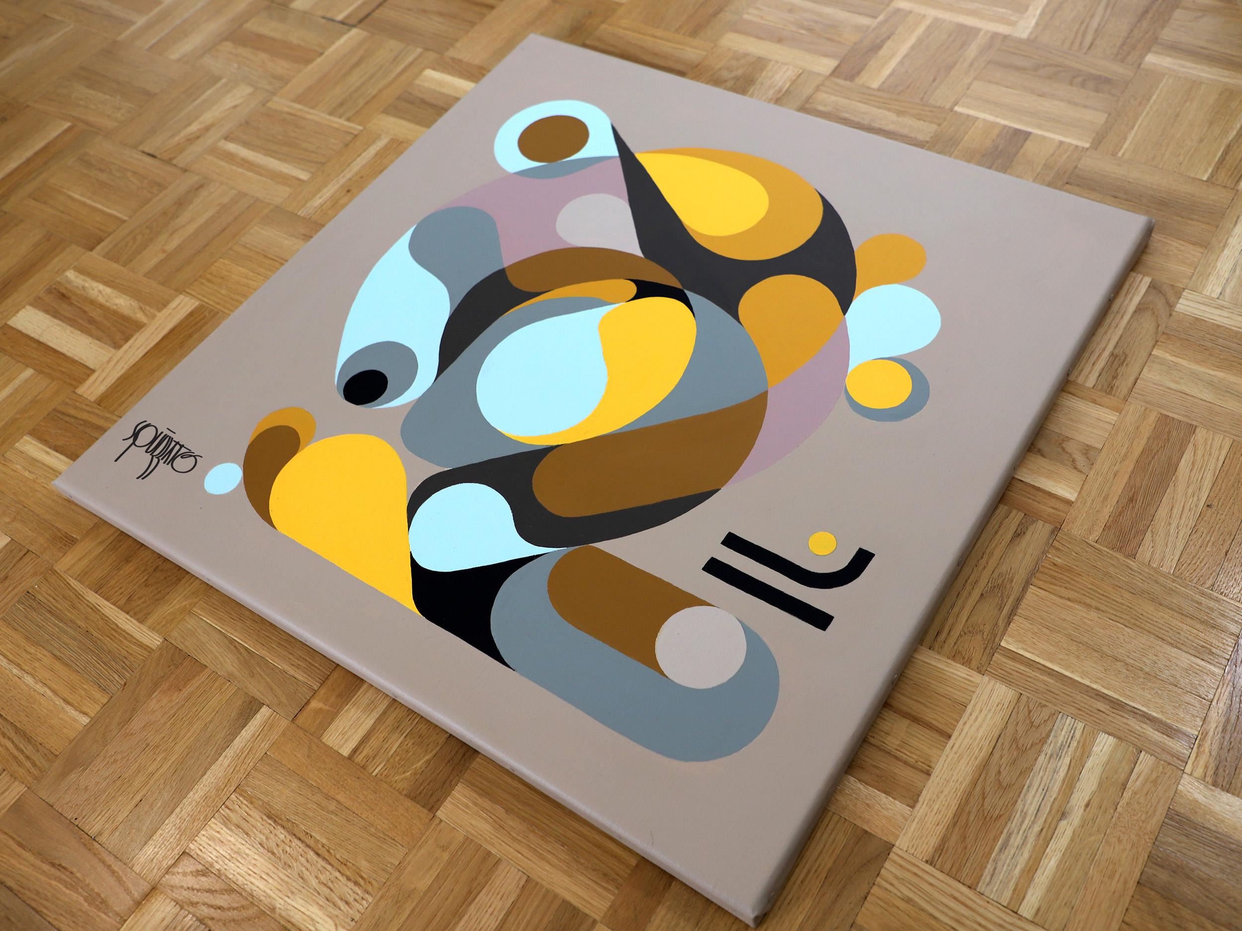 Dans sa coquille (In Its Shell), Contemporary Semi Abstract Acrylic Painting For Sale 1