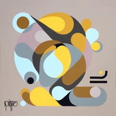 Dans sa coquille, peinture acrylique contemporaine semi-abstraite