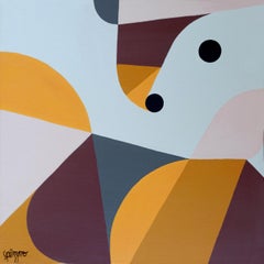 "Comma galleggiante", pittura acrilica astratta geometrica neocostruttivista
