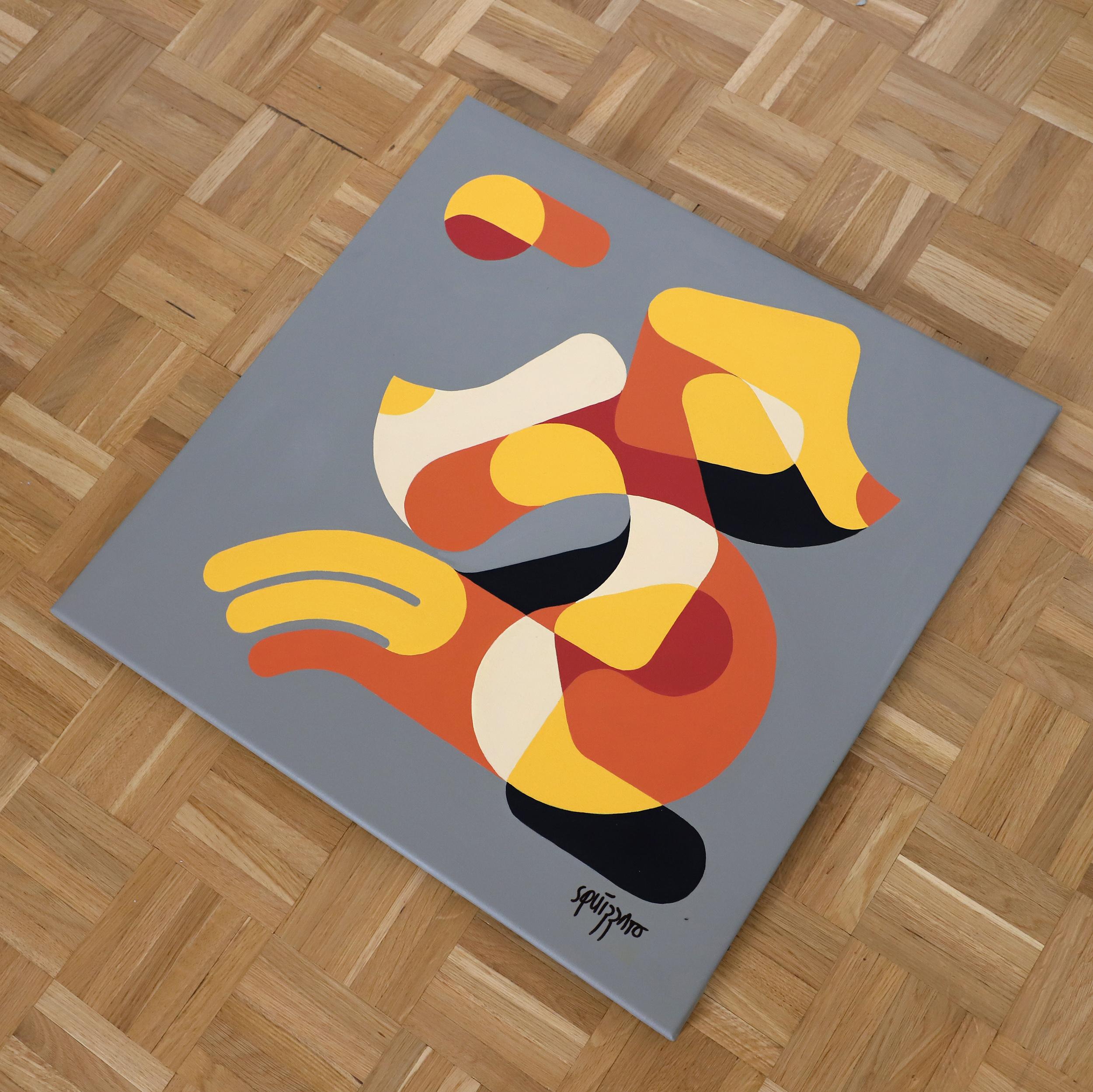Histoire de courbes (Story of Curves), Geometric Contemporary Abstract Acrylic - Painting by Antony Squizzato