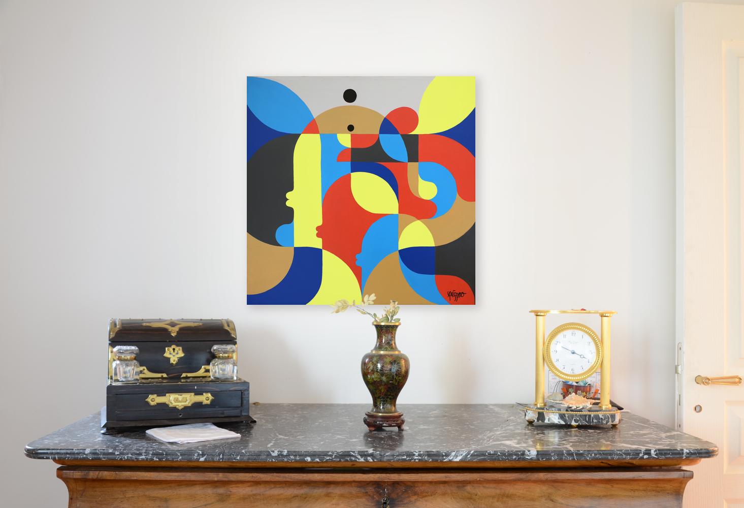 « Mémories », peinture acrylique abstraite constructiviste de Neue - Painting de Antony Squizzato