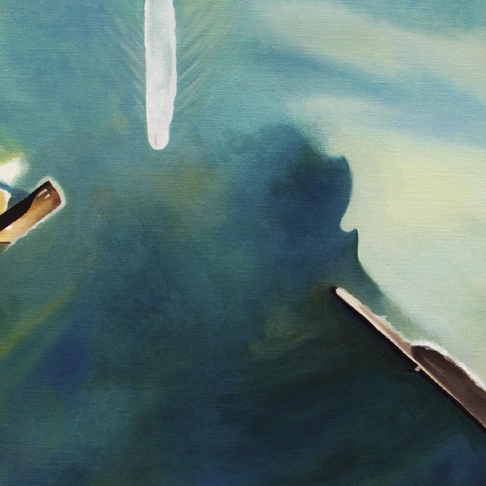 « Port of Dunkerque », peinture à l'huile d'une vue en ciel d'un navire traversant des eaux brisées - Constructiviste Painting par Antony Squizzato