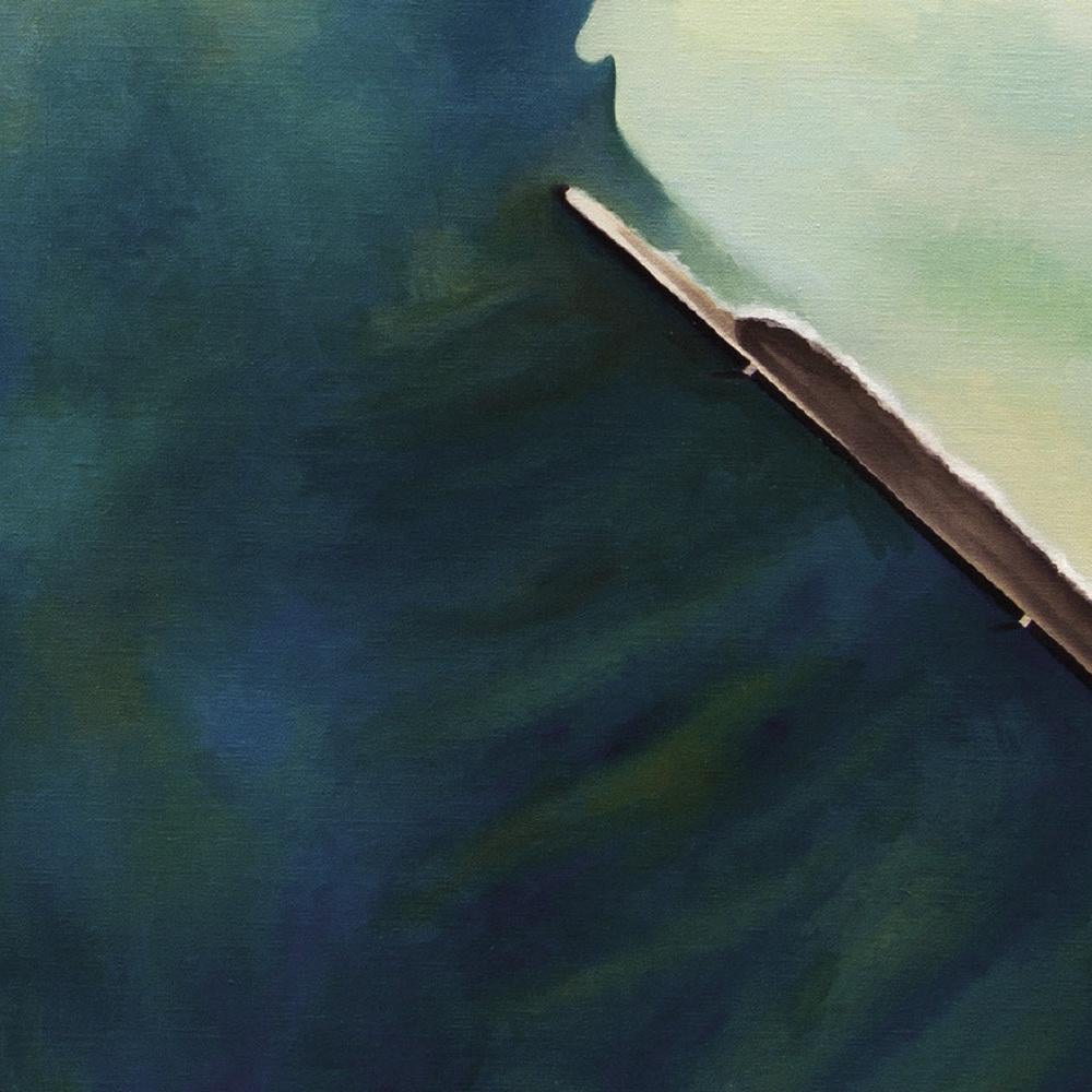 « Port of Dunkerque », peinture à l'huile d'une vue en ciel d'un navire traversant des eaux brisées en vente 4