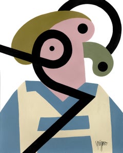 "Spleen Doctor", Neue Constructivist Abstract Character Acrylic Painting