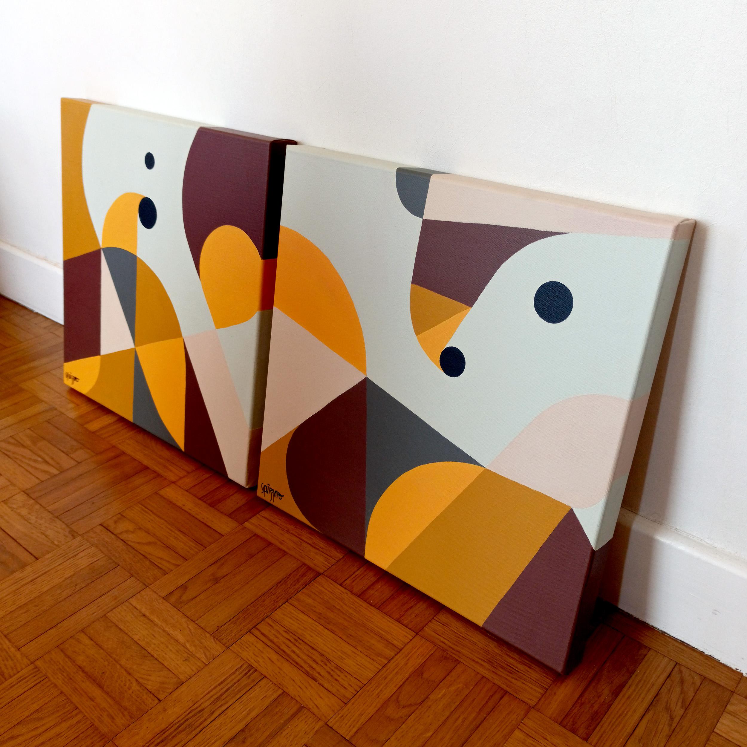 Sursaut salvateur (Saving Jolt), Contemporary Abstract Acrylic Painting - Orange Figurative Painting by Antony Squizzato