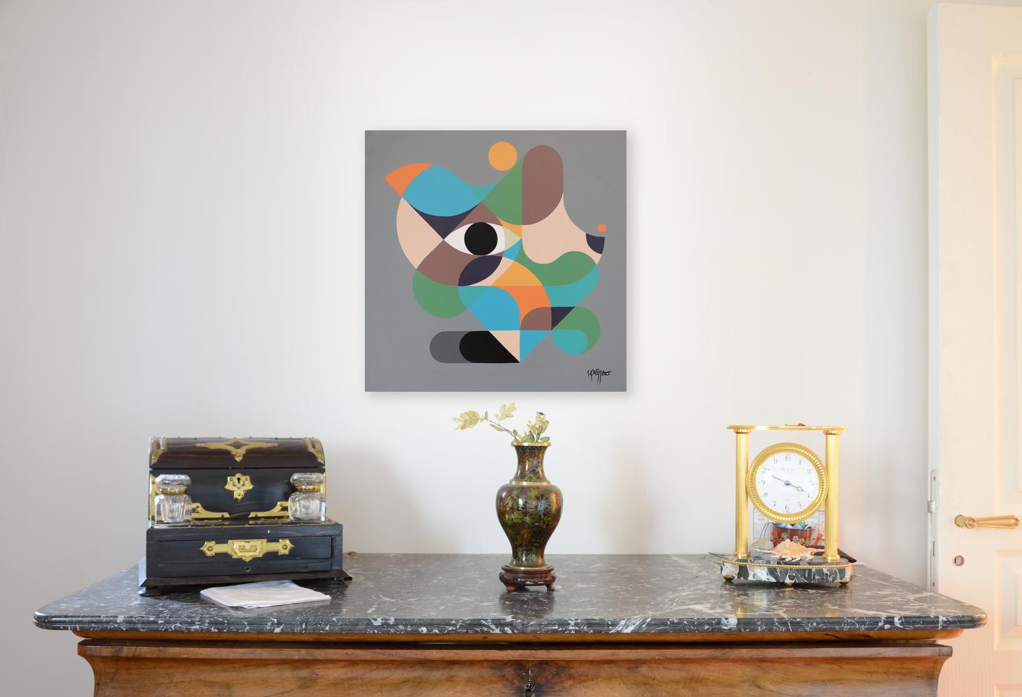 « Le trou de serrure, peinture acrylique abstraite constructiviste de Neue - Painting de Antony Squizzato