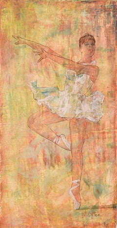 Ballerina su sfondo giallo e arancione