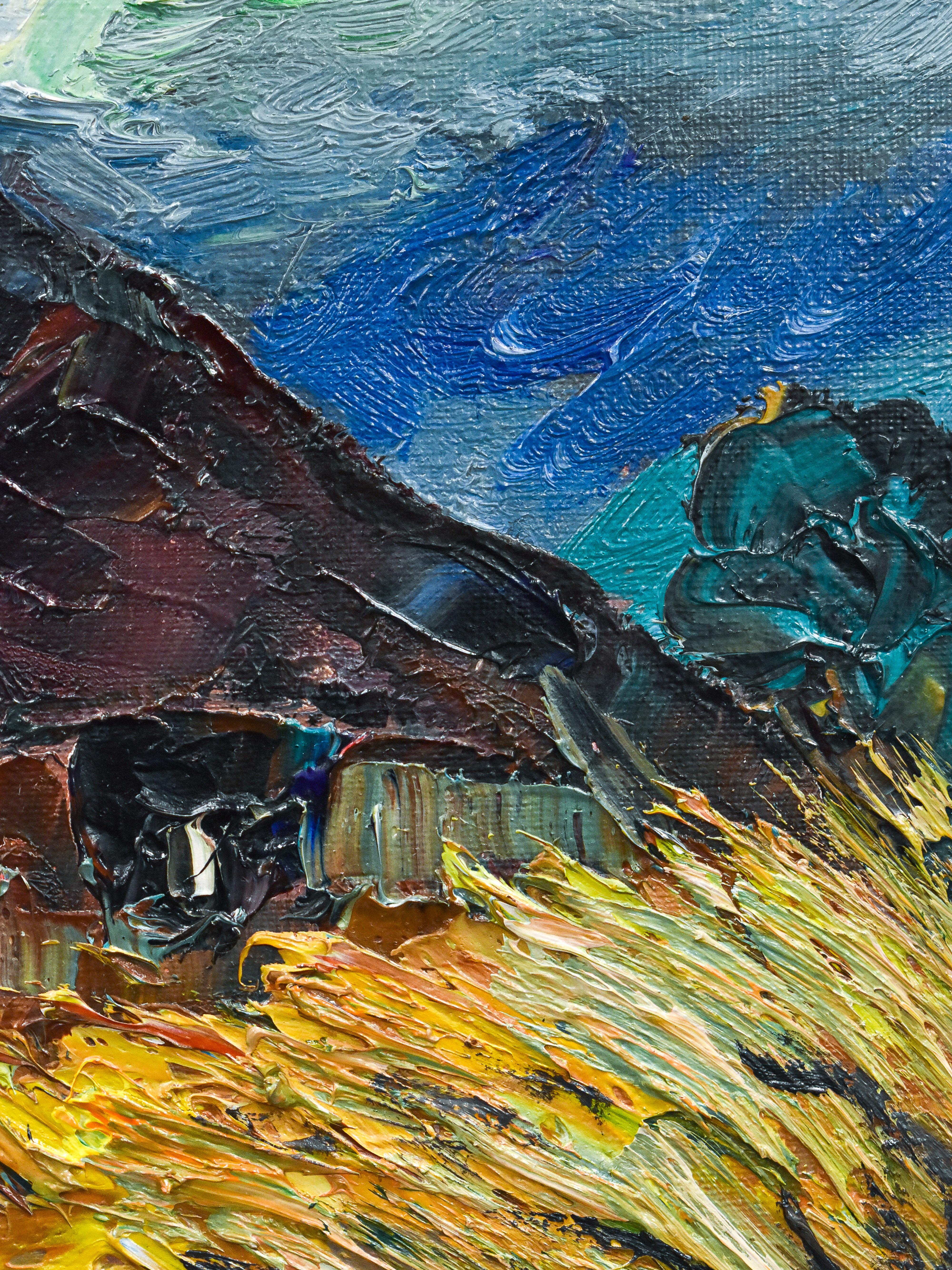 View of the mountain range - Antoon Kruijssen - Oil paint For Sale 4