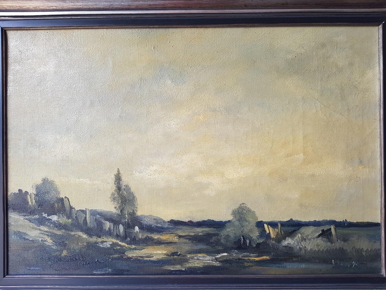 Oil painting on canvas signed by Antoon Markus (1870-1955) dated 1924 in Oosterbeek signed and dated lower right and painted in his typical style depicting a Dutch landscape, it has some crackle.

The measurements are include frame,
Depth 5.5 cm/