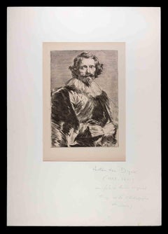 Antique Portrait - Original Etching after Antoon Van Dyck - 19th Cent.