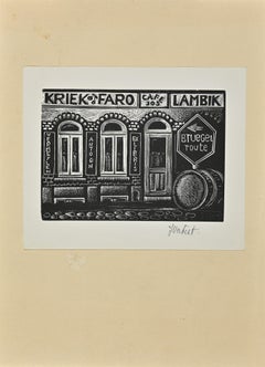  Ex Libris  - Antoon Vermeylen - Woodcut - 1950s