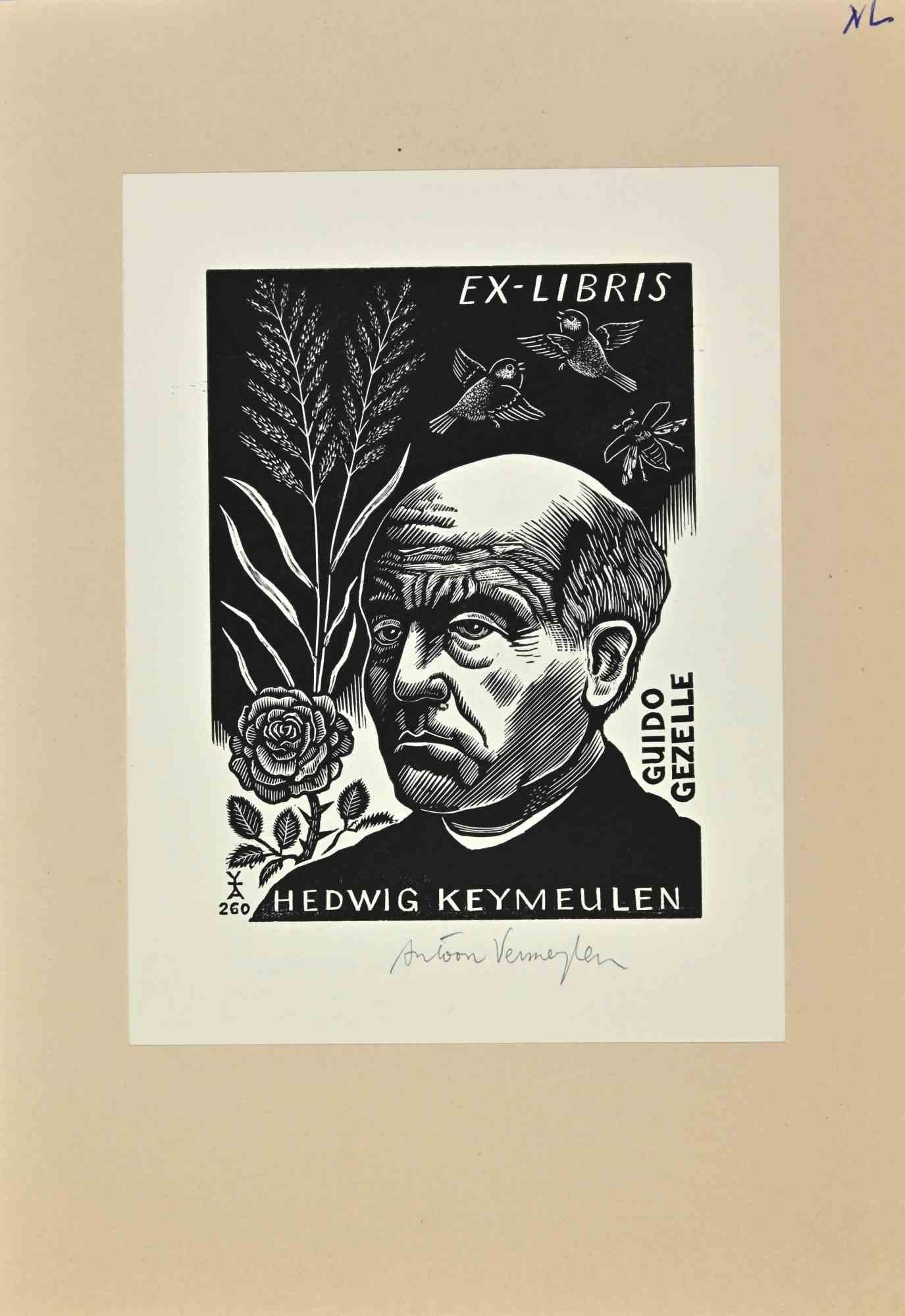 Ex-Libris Hedwig Keymeulen ist ein Kunstwerk des belgischen Künstlers Antoon Vermeylen aus dem Jahr 2001. 

Holzschnitt B./W. Druck auf Papier. Handsigniert am rechten Rand. Das Werk ist aufgeklebt  Pappe. 

Abmessungen insgesamt: 20 x 14