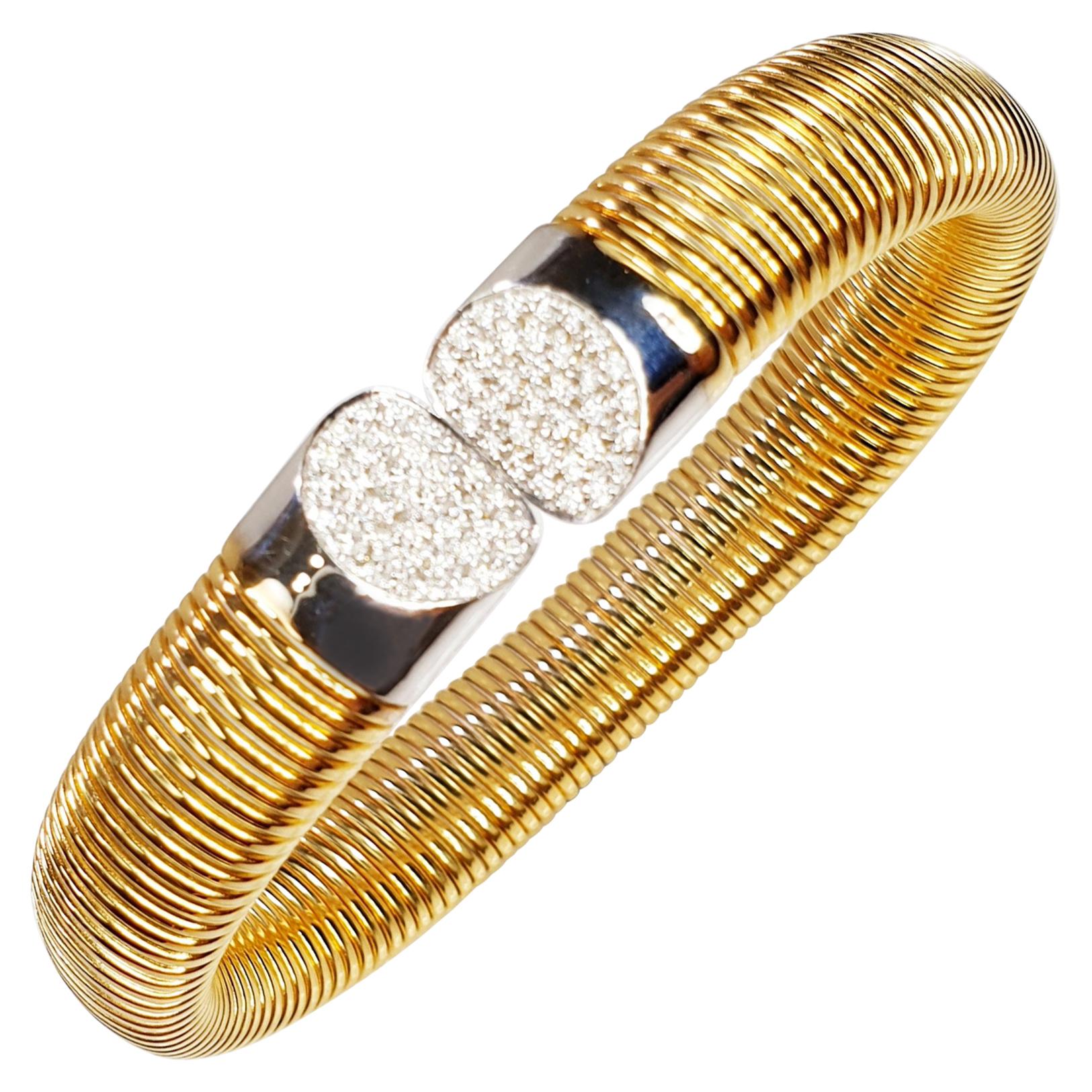 Antora Tubogas 18k  Gold and Large Double head Diamond Bracelet
