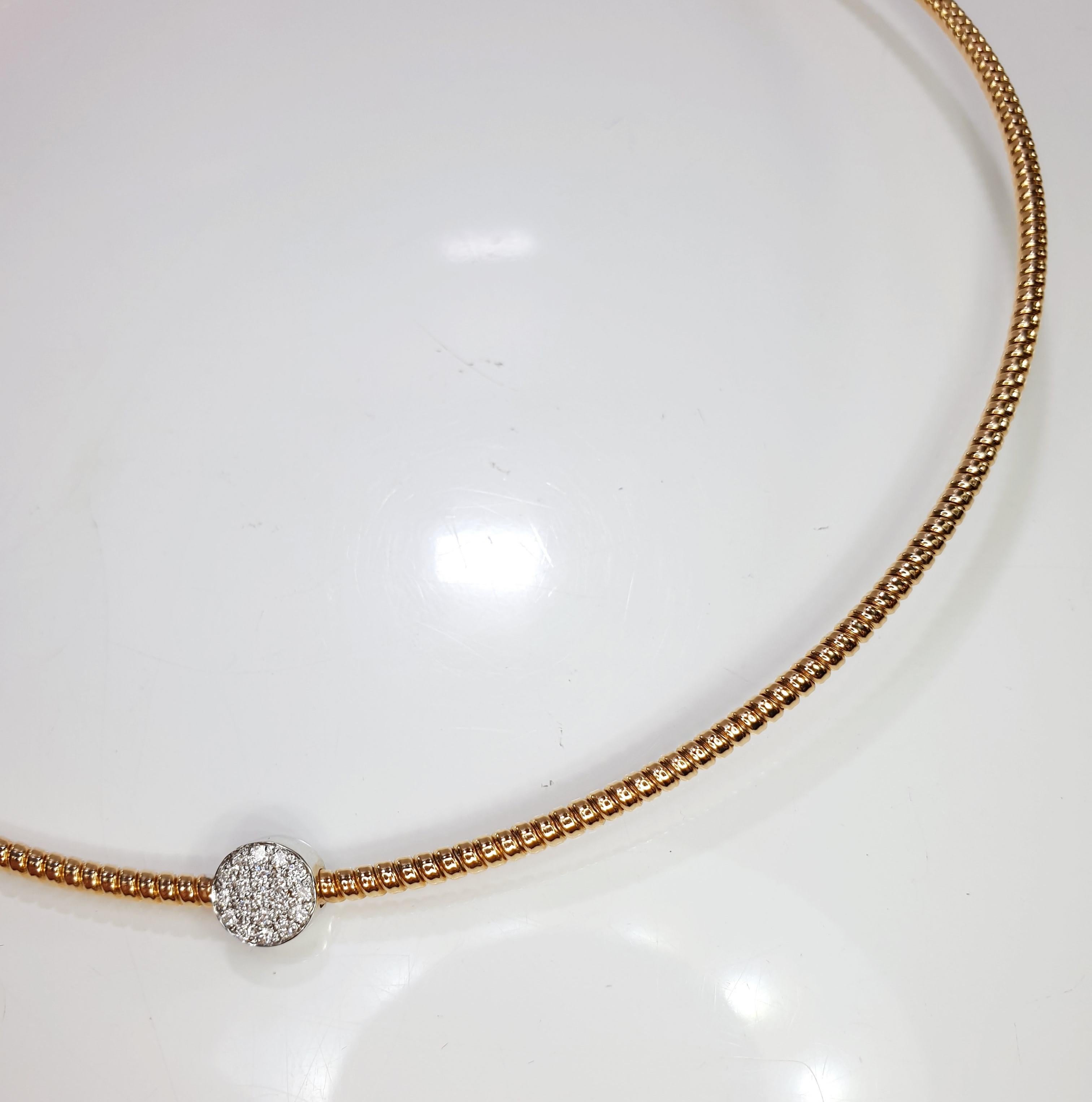 Brilliant Cut Antora Tubogas 18 Karat Rose Gold and Diamonds Diamond Necklace