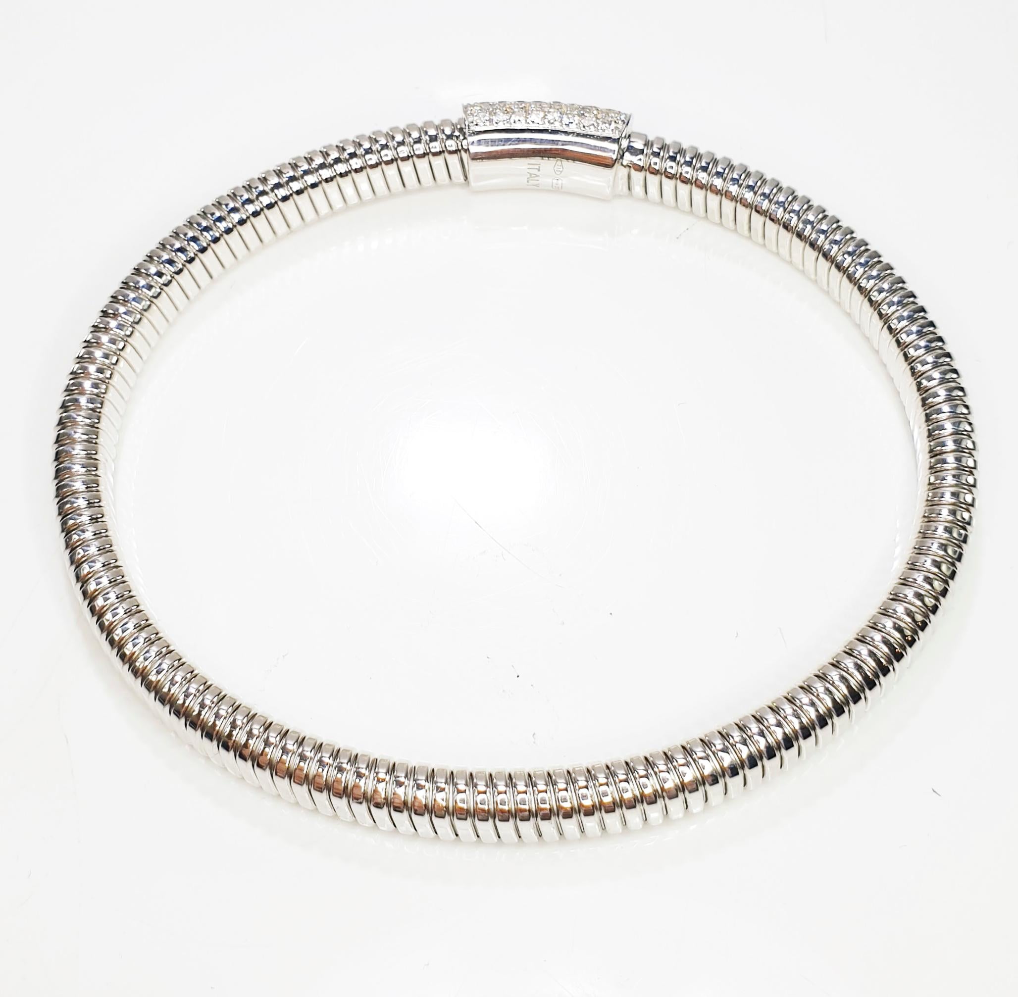 Contemporaneo Antora Tubogas 18 Karat White Gold and Diamonds bracelet in vendita