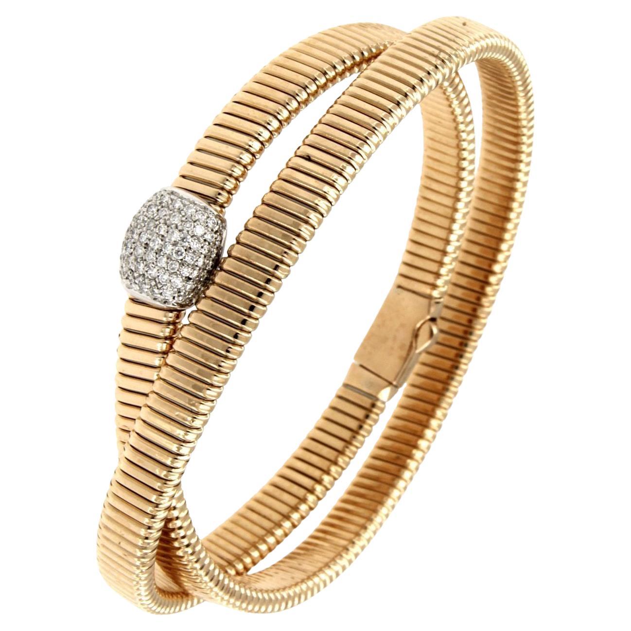 Antora Tubogas 18k Gold Diamond Cuff Bracelet in vendita 1