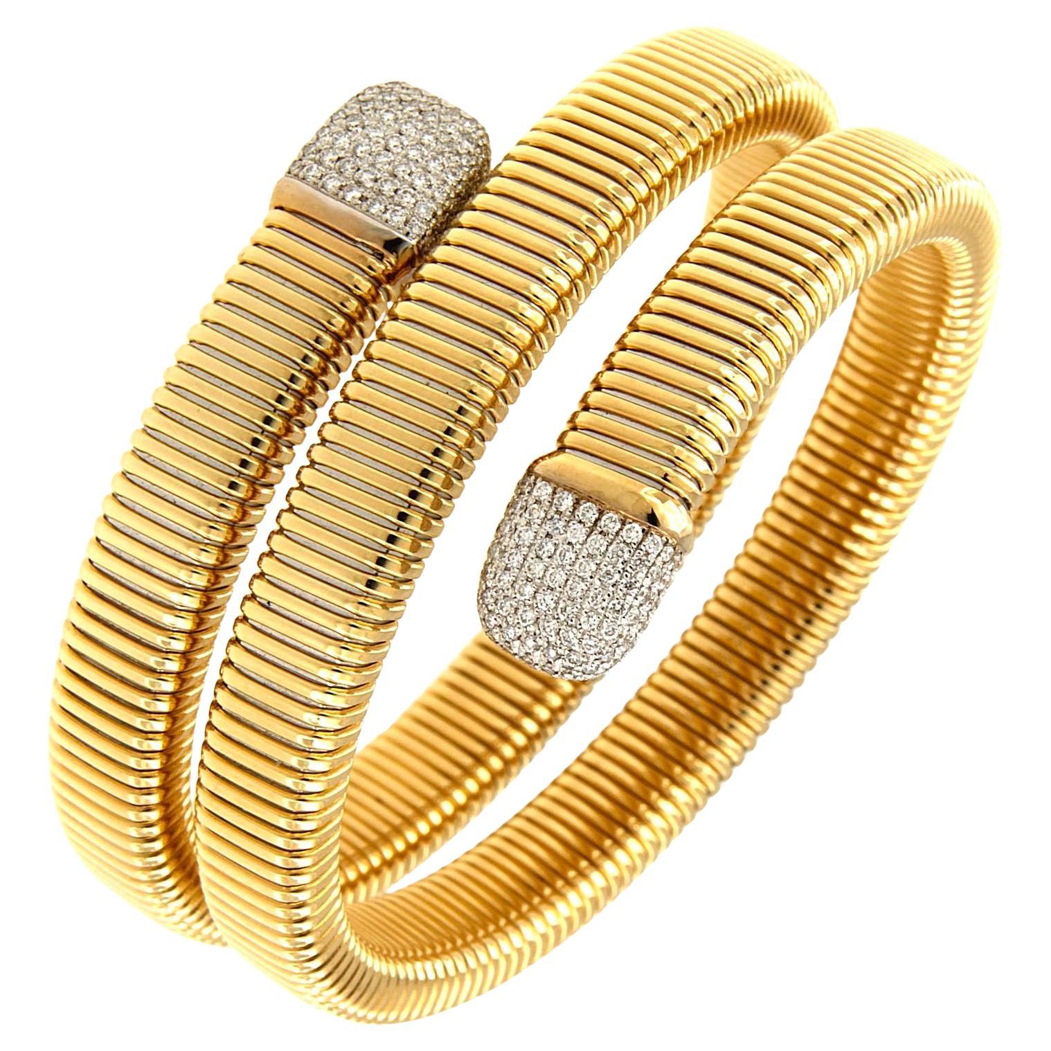 Antora Tubogas 18k Gold Diamond Cuff Bracelet