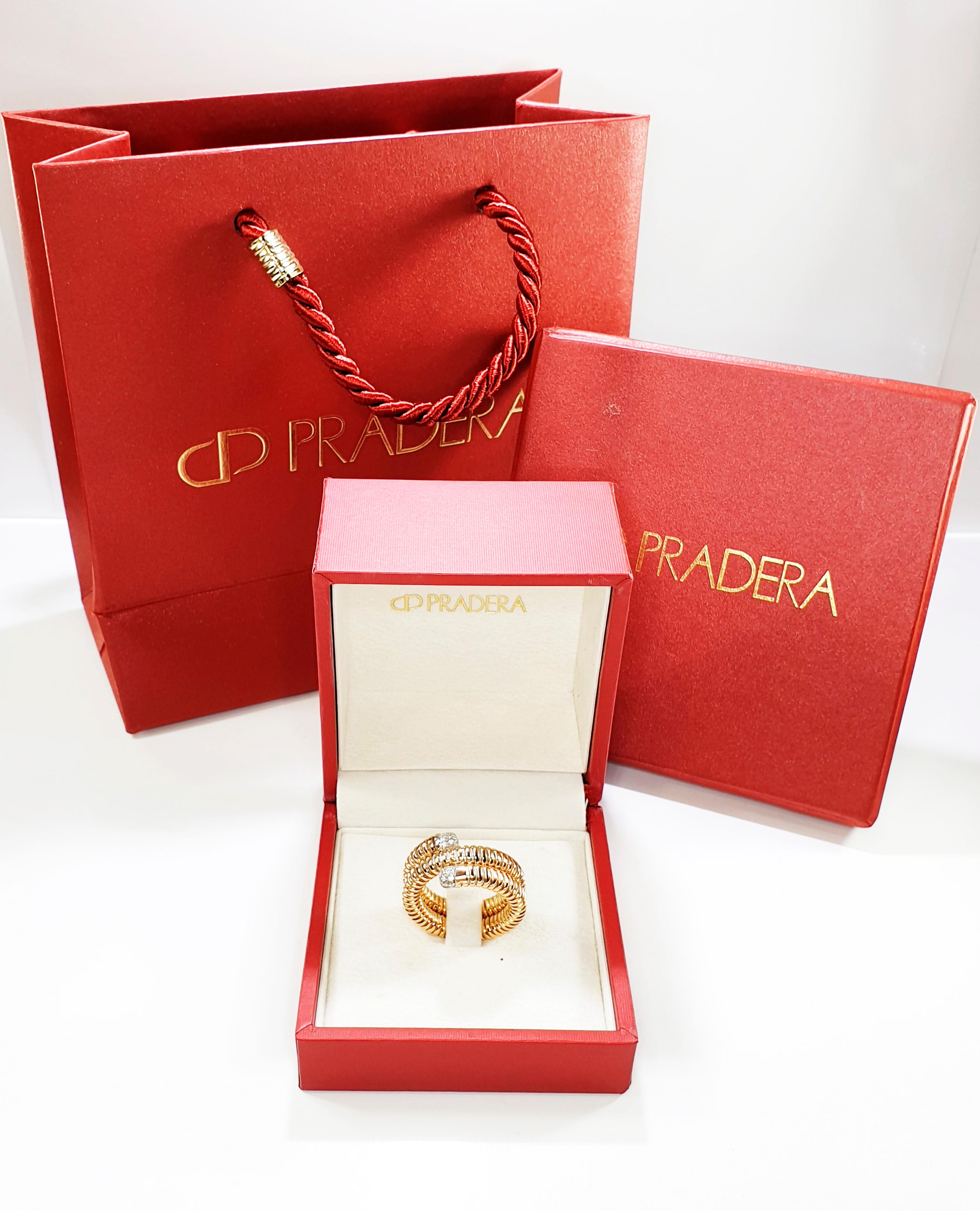 Women's or Men's Antora Tubogas 18k Rose Gold and Pavée Diamonds Ring For Sale